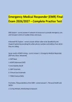 Emergency Medical Responder &lpar;EMR&rpar; Final Exam 2026&sol;2027 &ndash; Complete Practice Test &NewLine; &NewLine;