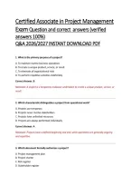 Certified Associate in Project Management &lpar;CAPM&rpar; Exam Questions and Correct Answers &lpar;Verified Answers&rpar; 2026&sol;2027 Q&A &vert; PMI CAPM Study Guide&comma; Agile&comma; Predictive & Business Analysis Practice Exam