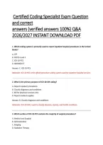 Certified Coding Specialist &lpar;CCS&rpar; Exam Questions and Correct Answers &lpar;Verified Answers&rpar; 2026&sol;2027 Q&A &vert; ICD-10-CM&comma; ICD-10-PCS&comma; CPT&comma; HCPCS Medical Coding Practice Exam with Rationales