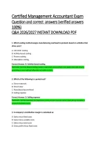 Certified Management Accountant &lpar;CMA&rpar; Exam Questions and Correct Answers &lpar;Verified Answers&rpar; 2026&sol;2027 Q&A &vert; CMA Part 1 & Part 2 Practice Exam with Rationales