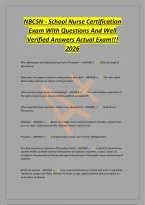 NBCSN - School Nurse Certification&NewLine;Exam With Questions And Well&NewLine;Verified Answers Actual Exam&excl;&excl;&excl;&NewLine;2026