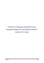 Management Information Systems&colon; Managing the Digital Firm 16th Edition Test Bank by Kenneth C&period; Laudon