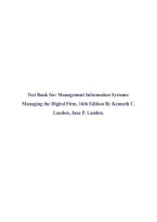 Management Information Systems&colon; Managing the Digital Firm 16th Edition Test Bank by Kenneth C&period; Laudon