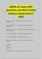 SGMA 217 Exam With&NewLine;Questions And Well Verified&NewLine;Answers Actual Exam&excl;&excl;&excl;&NewLine;2026