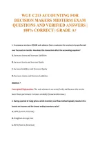Wgu C213 Accounting For&NewLine;Decision Makers Midterm Exam&NewLine;Questions And Verified Answers &vert;&NewLine;100&percnt; Correct &vert; Grade A&plus;