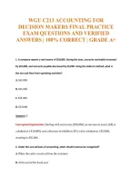 Wgu C213 Accounting For&NewLine;Decision Makers Final Practice&NewLine;Exam Questions And Verified&NewLine;Answers &vert; 100&percnt; Correct &vert; Grade A&plus;