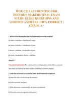 Wgu C213 Accounting For&NewLine;Decision Makers Final Exam&NewLine;Study Guide Questions And&NewLine;Verified Answers &vert; 100&percnt; Correct &vert;&NewLine;Grade A&plus;