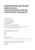 Certified Professional Coder &lpar;CPC&rpar; Exam Questions and Correct Answers &lpar;Verified Answers&rpar; 2026&sol;2027 Q&A &vert; AAPC CPC Medical Coding Practice Test with Rationales