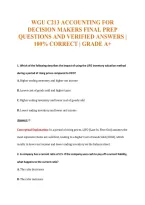 Wgu C213 Accounting For&NewLine;Decision Makers Final Prep&NewLine;Questions And Verified Answers &vert;&NewLine;100&percnt; Correct &vert; Grade A&plus;