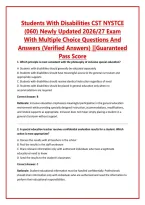 Students With Disabilities CST NYSTCE &lpar;060&rpar; Newly Updated 2026&sol;27 Exam With Multiple Choice Questions And Answers &lpar;Verified Answers&rpar; &vert;&vert;Guaranteed Pass Score