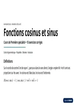 Fonctions cosinus et sinus &ndash; Cours complet&comma; cercle trigonom&eacute;trique et 10 exercices corrig&eacute;s &ndash; Premi&egrave;re sp&eacute;cialit&eacute; maths