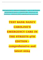 Nancy Caroline&rsquo;s Emergency Care in the Streets 9th Edition Test Bank by Nancy Caroline