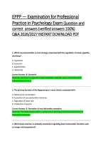 EPPP &mdash; Examination for Professional Practice in Psychology Exam Questions and Correct Answers &lpar;Verified Answers 100&percnt;&rpar; 2026&sol;2027 Q&A &vert; EPPP Practice Test with Rationales