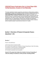 COB 300 Finance Examination One Liu Actual Paper 2026&colon; Verified Questions&comma; Answers & Core Rationales