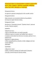 Introduction To Management Science Questions With 100&percnt; Correct Verified Answers Updated 2026&sol;2027 Best Graded A&plus; For Pass