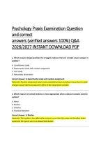 Psychology Praxis Examination Questions and Correct Answers &lpar;Verified Answers 100&percnt;&rpar; 2026&sol;2027 Q&A &vert; Praxis Psychology 5392 Practice Test with Rationales