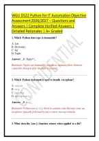 WGU D522 Python for IT Automation Objective Assessment 2026&sol;2027 &ndash; Questions and Answers &vert; Complete Verified Answers &vert; Detailed Rationales &vert; A&plus; Graded