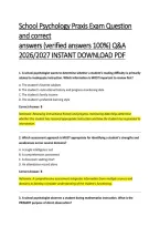 School Psychology Praxis Exam Questions and Correct Answers &lpar;Verified Answers 100&percnt;&rpar; 2026&sol;2027 Q&A &vert; Praxis 5403 School Psychologist Practice Test with Rationales