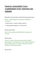 Financial Management Exam 1&NewLine;Comprehensive Study Questions And&NewLine;Answers