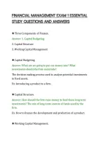 Financial Management Exam 1 Essential&NewLine;Study Questions And Answers&NewLine;
