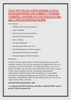 Nacc Psw Exam Latest 2025&sol;2026 Actual &NewLine;Exam Questions And Correct Answers &NewLine;&lpar;Verified Answers&rpar; Plus Rationales 2026 &NewLine;Q&A &vert; Instant Download Pdf