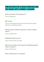 Fire Instructor Iii Exam Preparation&NewLine;Test Bank With Correct Answers&NewLine;