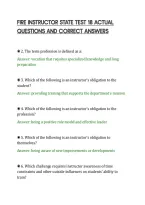 Fire Instructor State Test 18 Actual&NewLine;Questions And Correct Answers&NewLine;