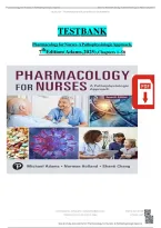 Pharmacology for Nurses&colon; A Pathophysiologic Approach &ndash; 7th Edition &ndash; Michael Adams &ndash; Complete Test Bank &lpar;All Chapters&rpar;