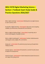 WGU D378 Digital Marketing Science &ndash; Section 1 Textbook Exam Study Guide & Practice Questions 2026&sol;2027 