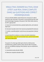 Nr602 Final Exam&sol;Nr 602 Final Exam &NewLine;Latest 2026 Real Exam &lpar;Complete &NewLine;Exam&rpar; 150 Questions And Correct &NewLine;Answers&vert;Agrade