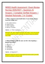 NR302 Health Assessment I Exam Review Nursing 2026&sol;2027 &ndash; Questions & Answers &vert; Complete Verified Answers &vert; Detailed Rationales &vert; A&plus; Graded