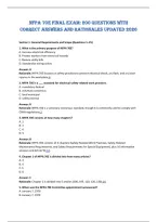 NFPA 70E Final Exam&colon; 200 Questions with&NewLine;correct Answers and Rationales updated 2026 