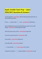  &NewLine;Septic Installer Exam Prep &ndash; Latest 2026&sol;2027 Questions & Answers &NewLine;