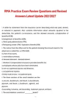 RMA Practice Exam Review Questions and Revised Answers &ndash; Latest Update 2026&sol;2027&comma; exam review questions with answers