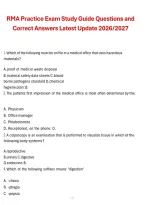RMA Practice Exam Study Guide &ndash; Questions and Correct Answers Latest Update 2026&sol;2027&comma; exam study guide with answers
