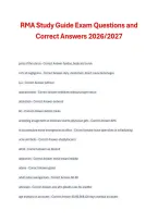 Package deal for RMA Study Guide &ndash; Exam Questions and Correct Answers 2026&sol;2027&comma; exam study guide with answers