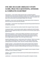 UNC BIO 101 Exam 3 Biology Study Guide&comma; Practice Questions&comma; Answers & Complete Exam Prep