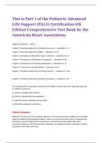 Pediatric Advanced Life Support &lpar;PALS&rpar; Certification 6th Edition Comprehensive Test Bank by the American Heart Association