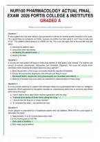 Nur100 Pharmacology Actual Final &NewLine;Exam  2026 Fortis College & Institutes &NewLine;Graded A 