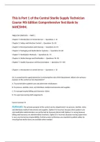 Central Sterile Supply Technician Course 9th Edition Comprehensive Test Bank by IAHCSMM