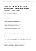 Massage Therapy Certification 8th Edition Comprehensive Test Bank by Sandy Fritz