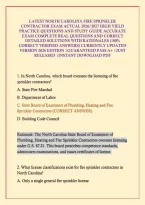 Latest North Carolina Fire Sprinkler Contractor Exam Actual 2026&sol;2027 High Yield Practice Questions And Study Guide Accurate Exam Complete Real Questions And Correct Detailed Solutions With Rationales &lpar;100&percnt; Correct Verified Answers&rpar; Currently Updated Vers