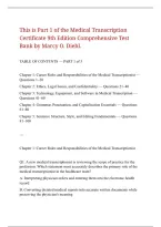 Medical Transcription Certificate 9th Edition Comprehensive Test Bank by Marcy O&period; Diehl