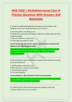NUR 2502 &vert; Multidimensional Care III&NewLine;Practice Questions With Answers And&NewLine;Rationales