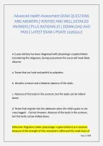 Advanced Health Assessment Exam Questions &NewLine;And Answers &vert; Verified And Well Detailed &NewLine;Answers &vert; Plus Rationales &vert; Download And &NewLine;Pass &vert; Latest Exam Update 2026&sol;2027 