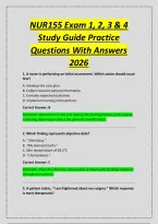 NUR155 Exam 1&comma; 2&comma; 3 & 4&NewLine;Study Guide Practice&NewLine;Questions With Answers&NewLine;2026&NewLine;