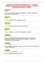 Anatomy and Physiology McGraw Hill Exam 2027 1 &vert; Verified&NewLine;Q&A Study Guide &vert; 100&percnt; Correct Answers &vert; Graded A&plus;&NewLine;