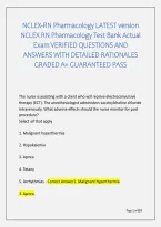 Nclex-Rn Pharmacology Latest Version &NewLine;Nclex Rn Pharmacology Test Bank Actual &NewLine;Exam Verified Questions And &NewLine;Answers With Detailed Rationales &NewLine;Graded A&plus; Guaranteed Pass 