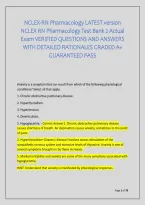 Nclex-Rn Pharmacology Latest Version &NewLine;Nclex Rn Pharmacology Test Bank 2 Actual &NewLine;Exam Verified Questions And Answers &NewLine;With Detailed Rationales Graded A&plus; &NewLine;Guaranteed Pass 