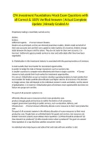 CFA Investment Foundations Mock Exam Questions with all Correct & 100&percnt; Verified Answers &vert;Actual Complete Update &vert;Already Graded A&plus;